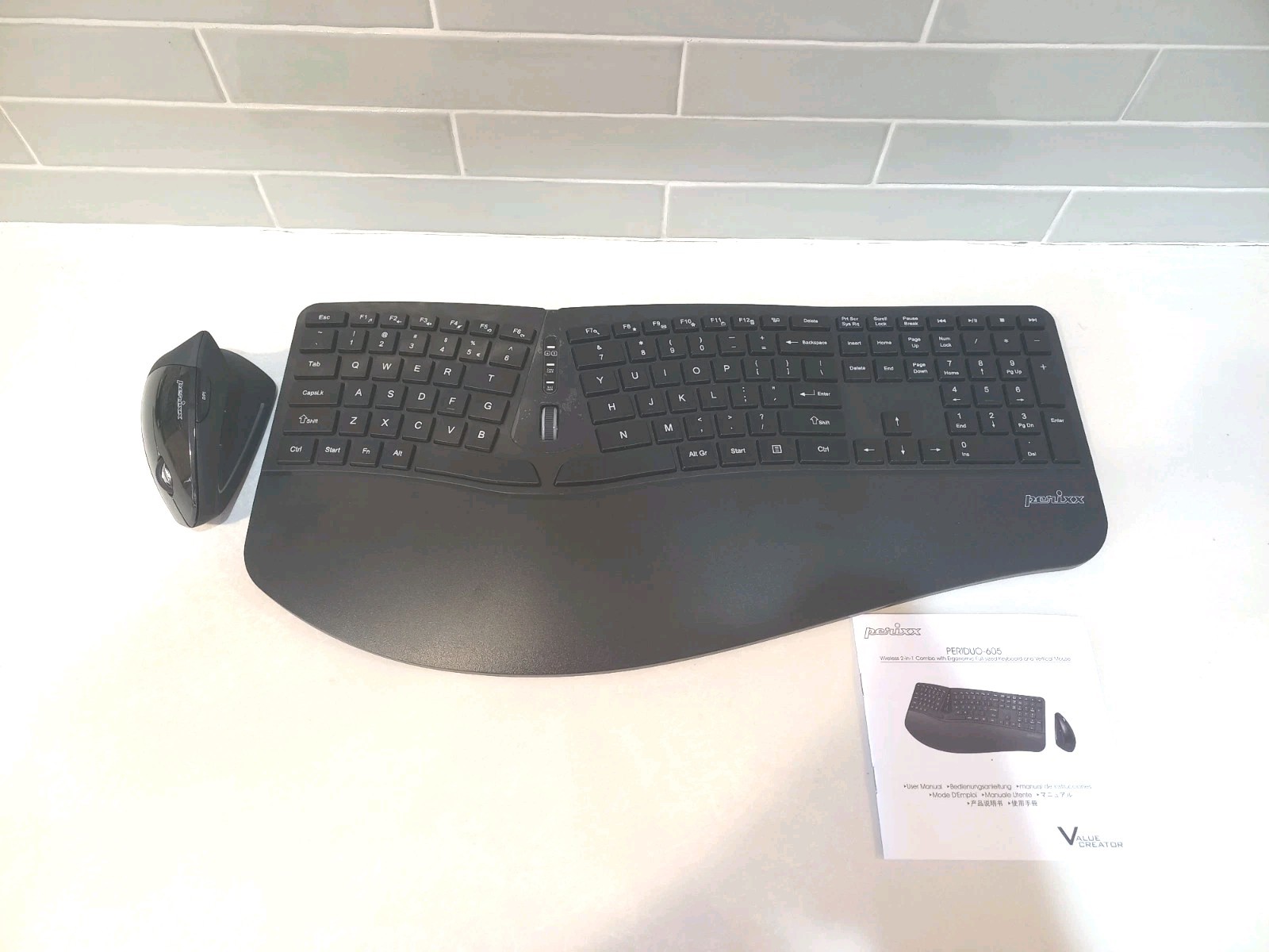 Perixx Periduo-605 Wireless Ergonomic Split Keyboard and Vertical Mouse Combo 