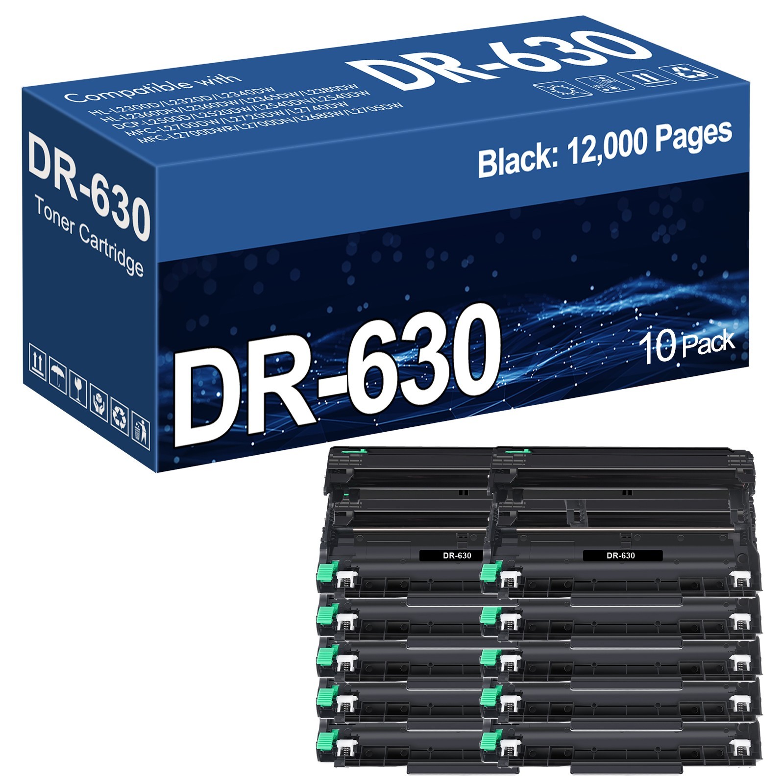 10PK DR630 Drum Unit for Brother DR-630 HL-L2380DW MFC-L2700DW DCP-L2540DW