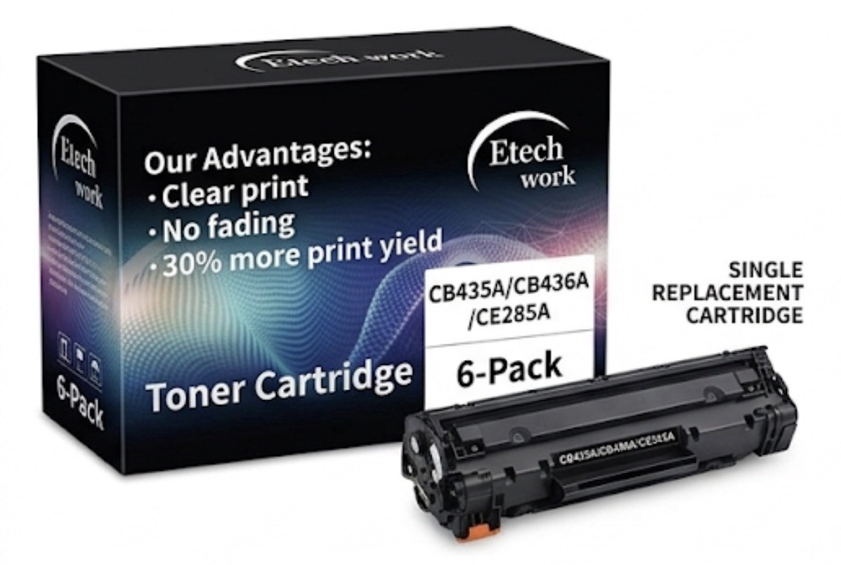 6-pack Etech work Premium Toner Cartridge Compatible CB435A, CB436A, and CE285A