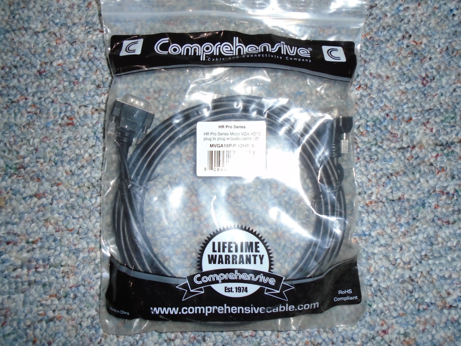 Comprehensive Cable HR Pro Series Micro VGA HD15 plug to plug w/audio 12FT