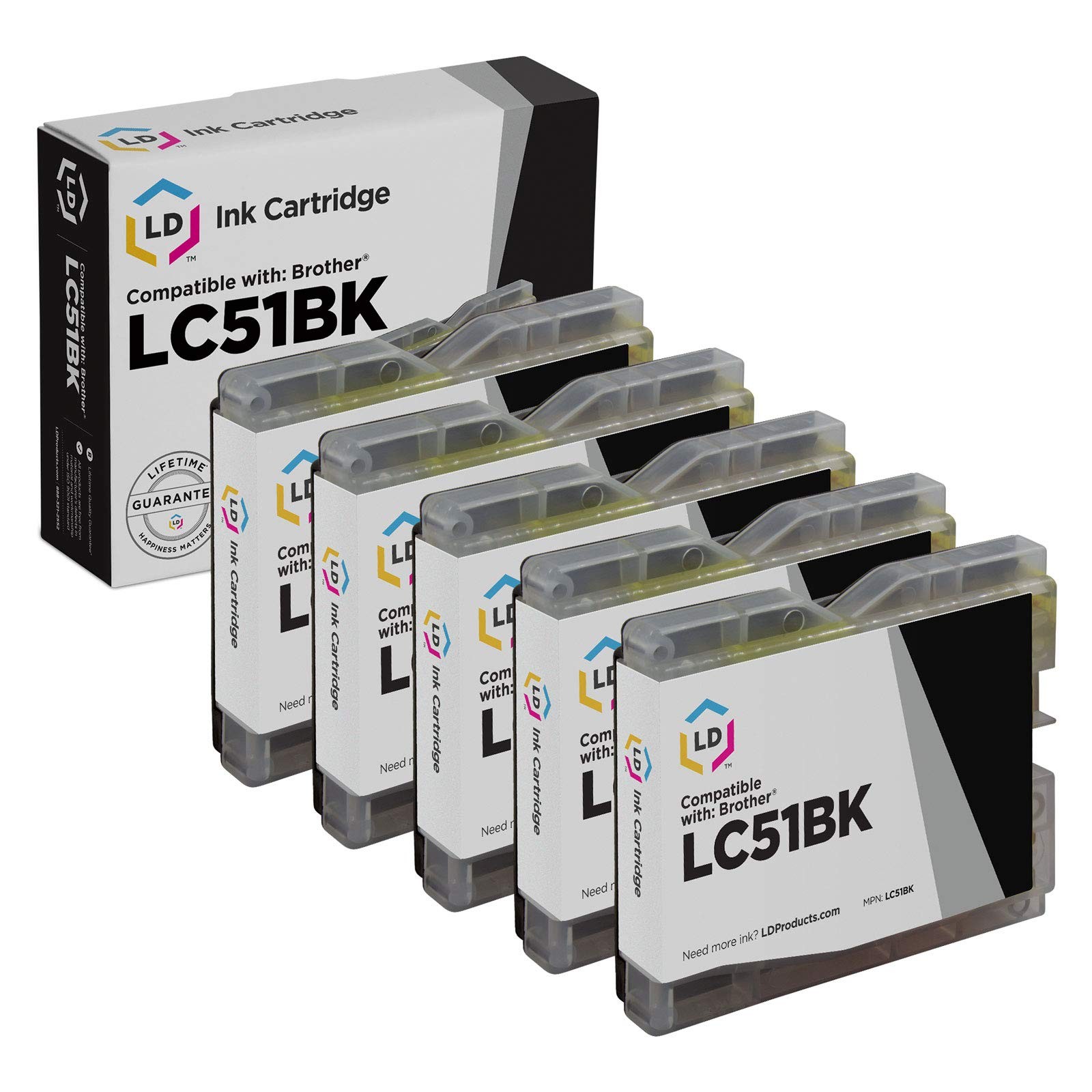 LD For Brother LC51 Black 5pk DCP 130c 330c 350c 1360 1860C 1960c 2480C