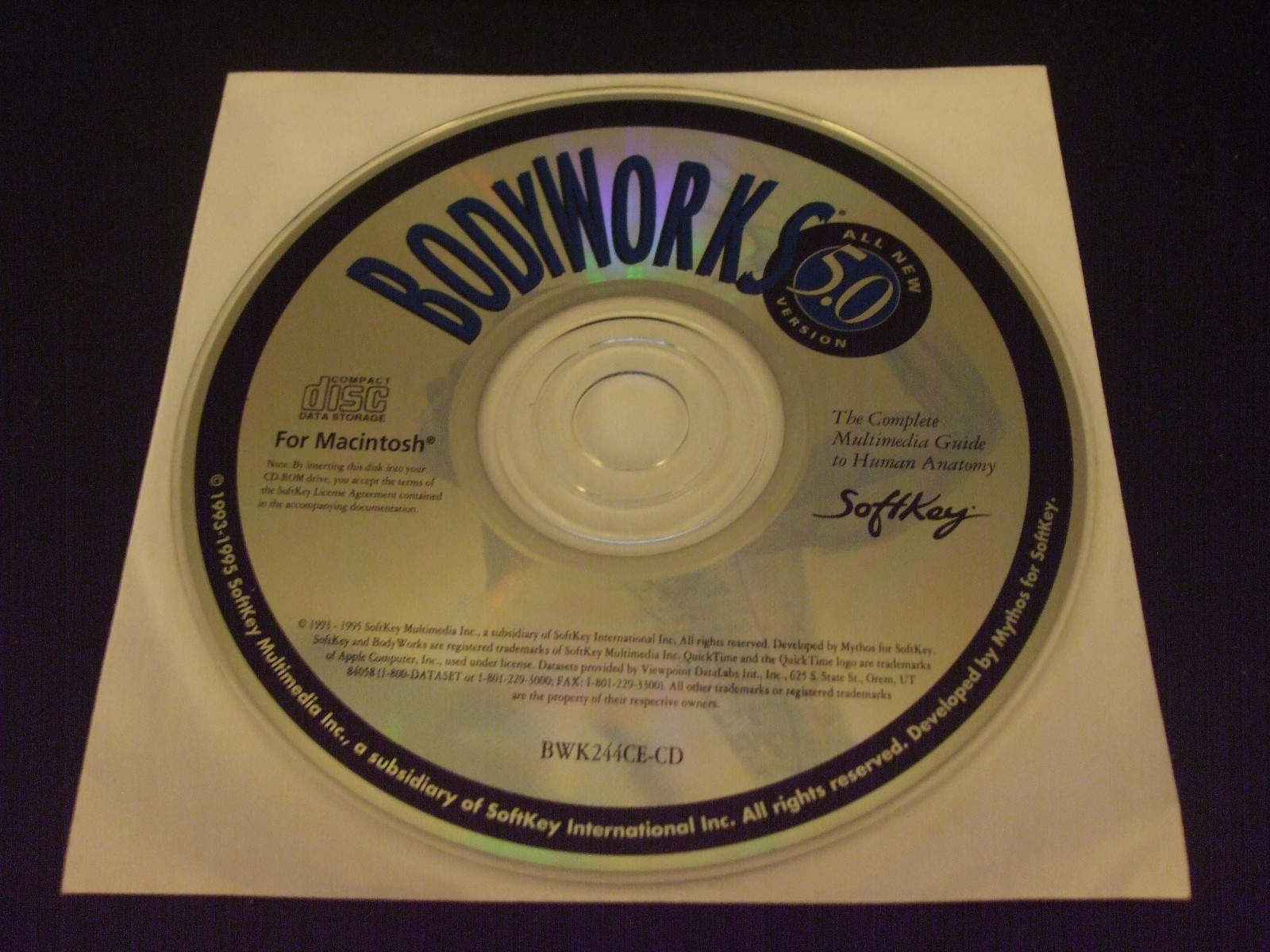 Soft Key Bodyworks Version 5.0 - Complete Guide to Human Anatomy (MAC, 1995)