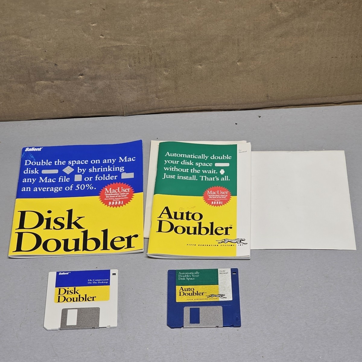 Salient Disk Doubler & Auto Doubler Mac Software Manuals w/ Floppy Disks
