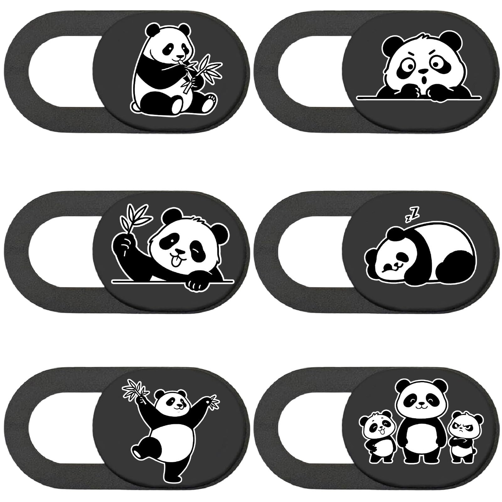 6Pcs 6 Styles Panda Camera Cover Webcam Cover Slide Cute Animal Design Privac...