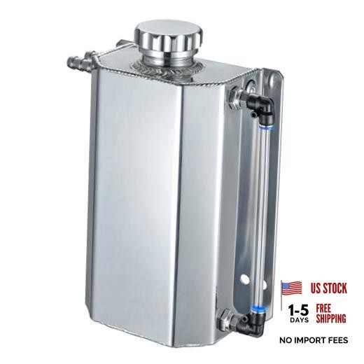 Coolant Overflow Tank, Aluminum Radiator Reservoir Tank, 2L 2 Liters silver