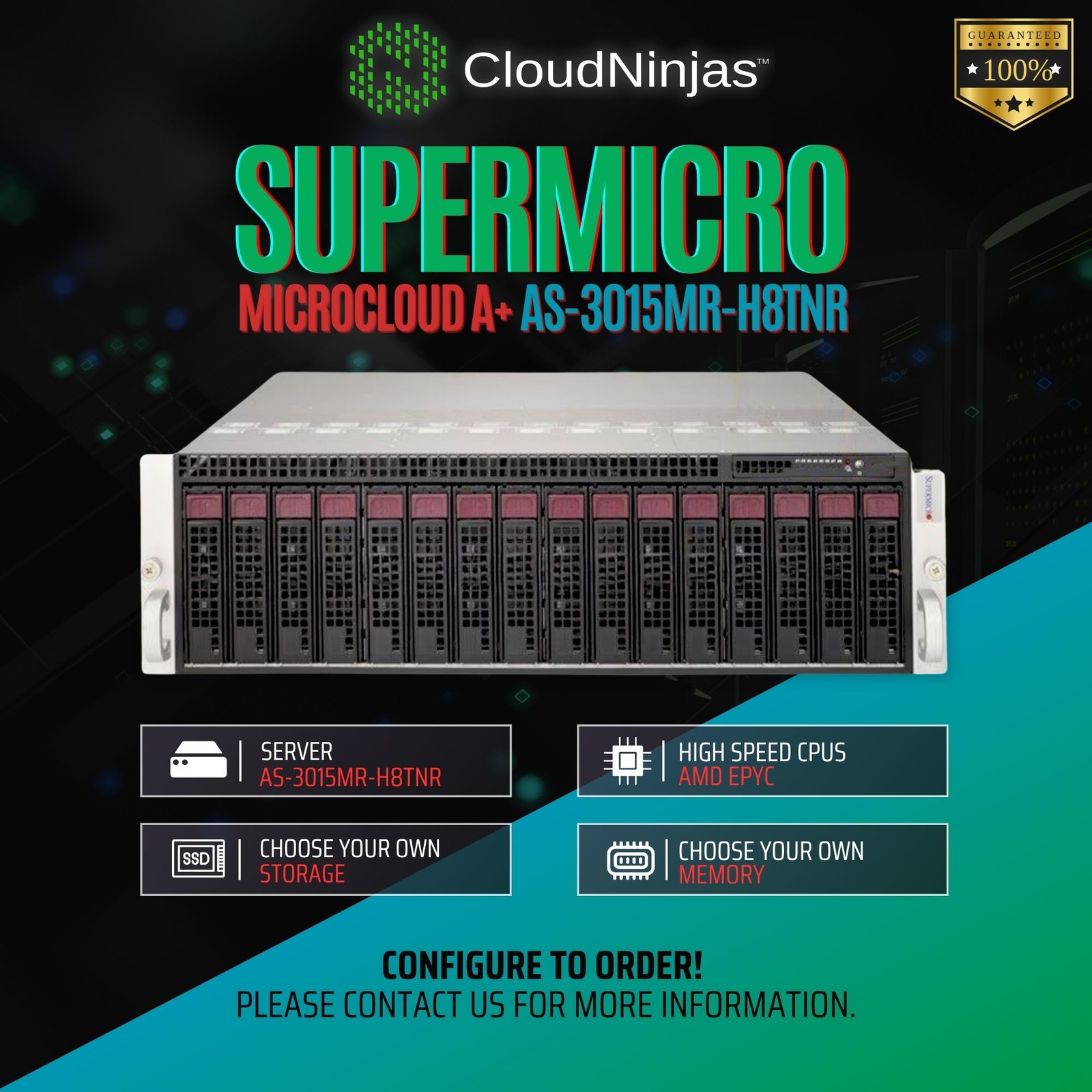 Supermicro Microcloud A+ AS-3015MR-H8TNR 8 Nodes AMD EPYC 4464P Blade Server