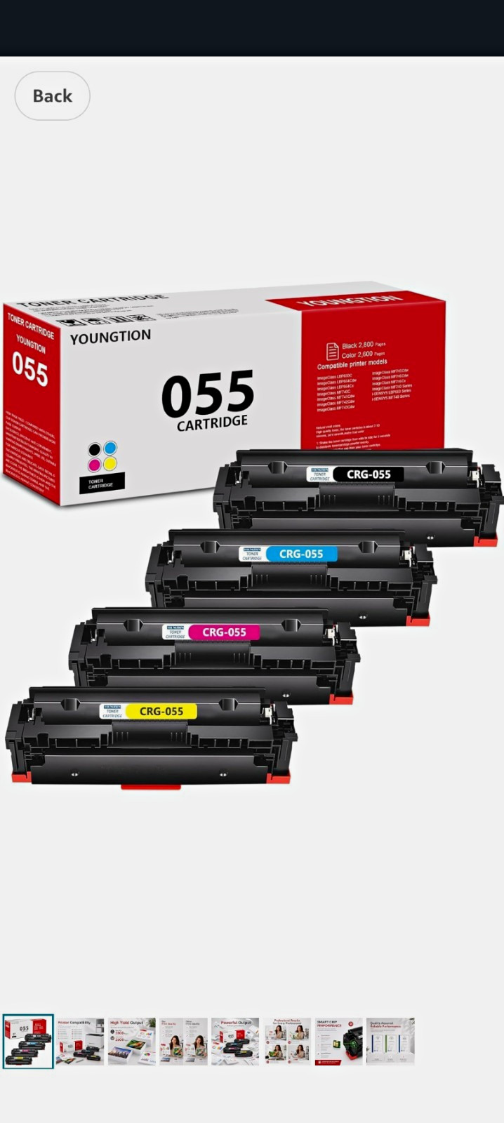YOUNGTION CRG-055/055 Compatible Toner Set BK C M Y for Canon Laser