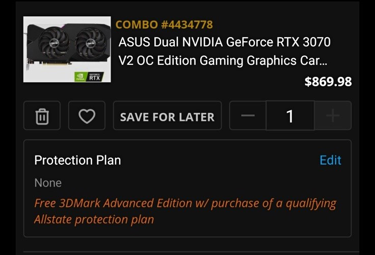 ASUS Dual NVIDIA GeForce RTX 3070 V2 OC Edition Graphics Card