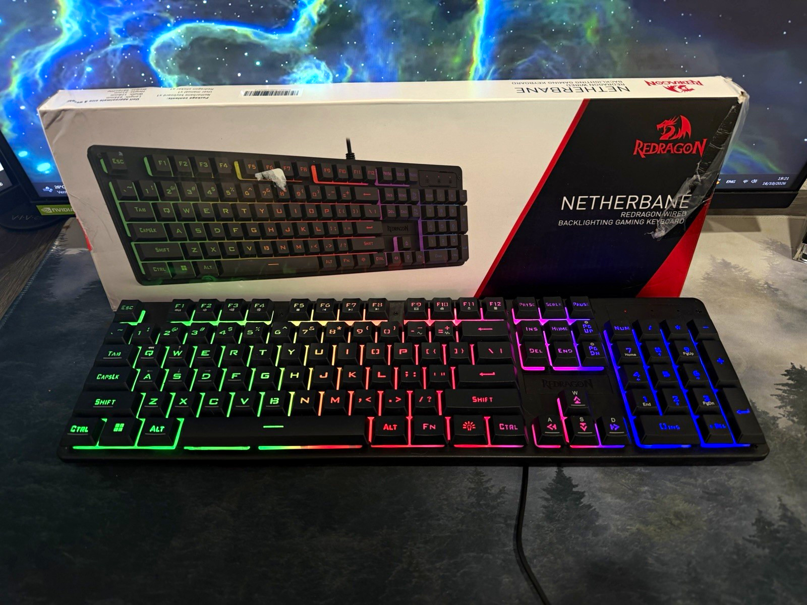 Redragon Netherbane Wired Illuminated Gaming Keyboard Black English QWERTY