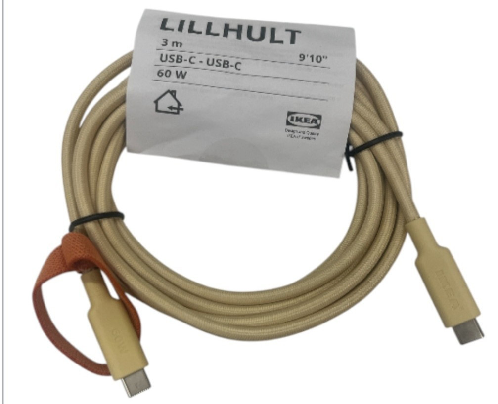 New IKEA LILLHULT USB-C to USB-C Bright Beige-Yellow 3.0 m (9 ' 10 ") 406.252.32