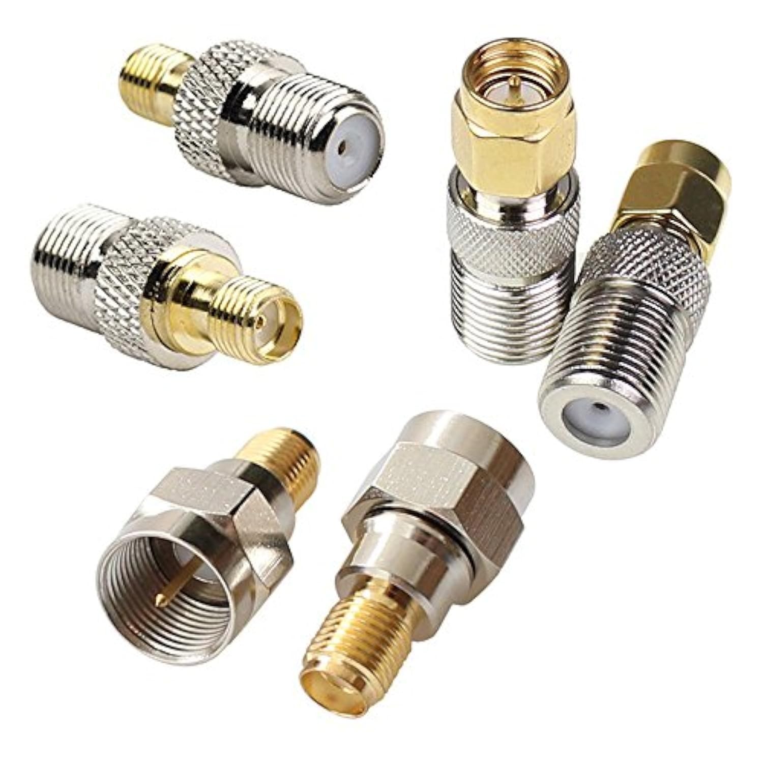 F Type SMA Male Female Coaxial Adapter 2 Sets 6 Pcs Coaxial Connectors F Type