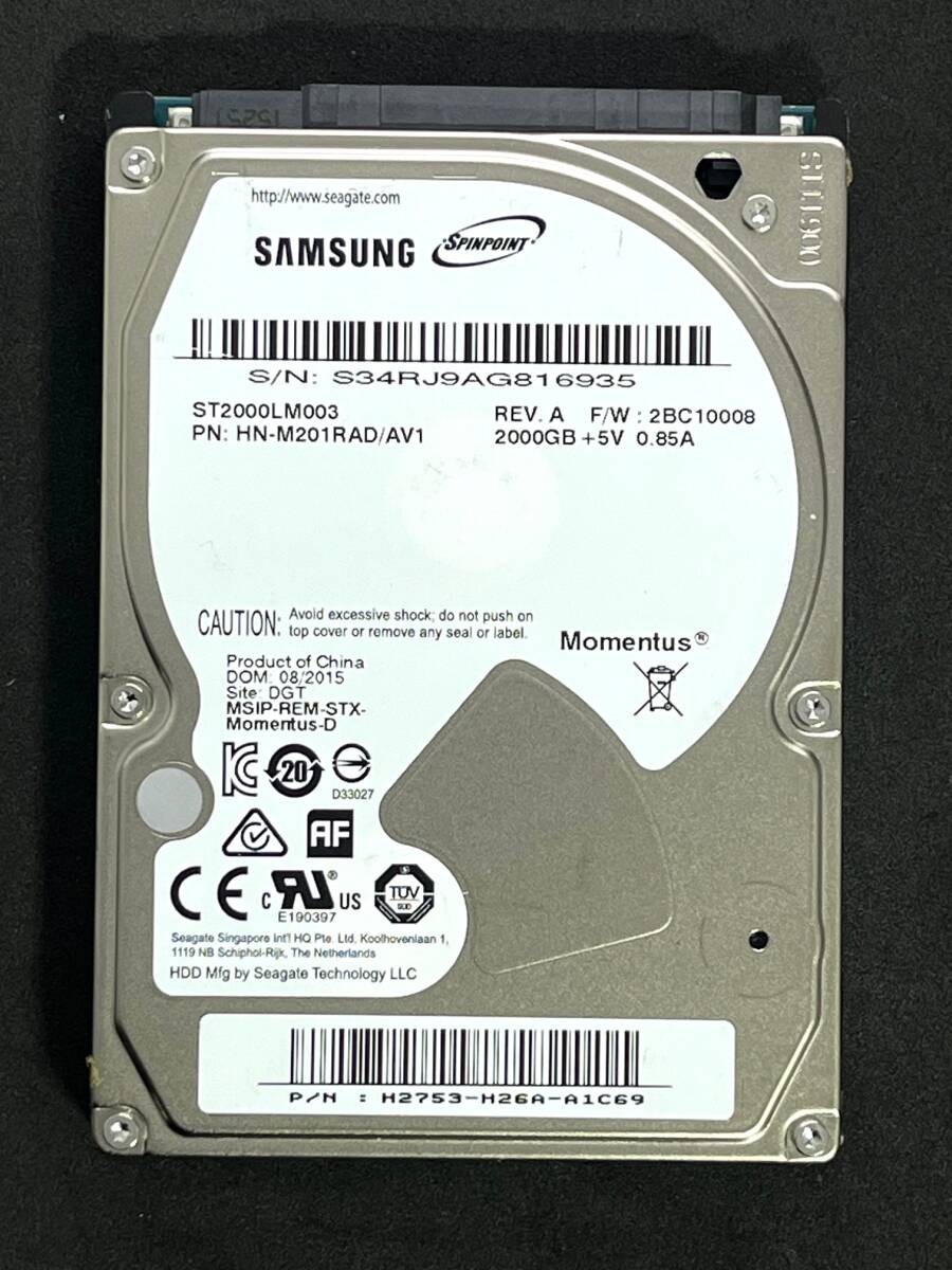2TB  Samsung ST2000LM003 Good condition Usage: 2114h SEAGATE HN-M201RAD 2.5-inc
