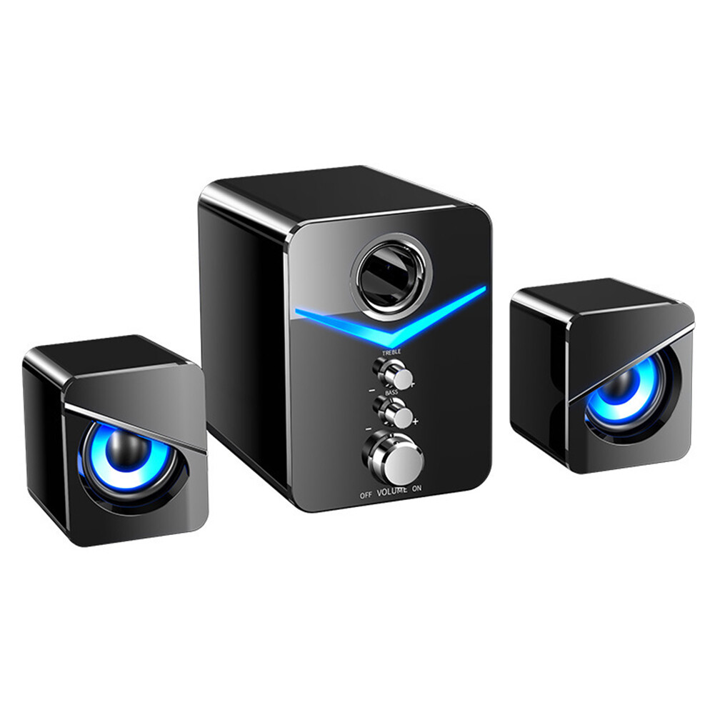 US 1 Pcs USB Computer LED Speakers Subwoofer Bass Control Desktop Laptop PC