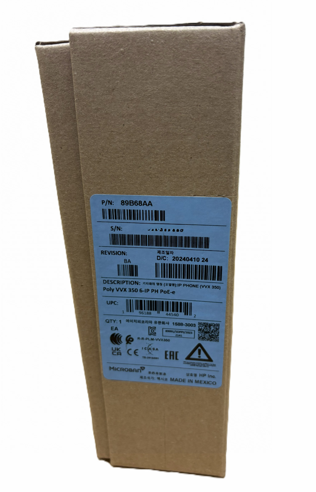 Poly VVX 350 89B68AA 6-Line IP Phone 3.5 Inch Color LCD (Gig-E / RJ-45) RJ9 Port