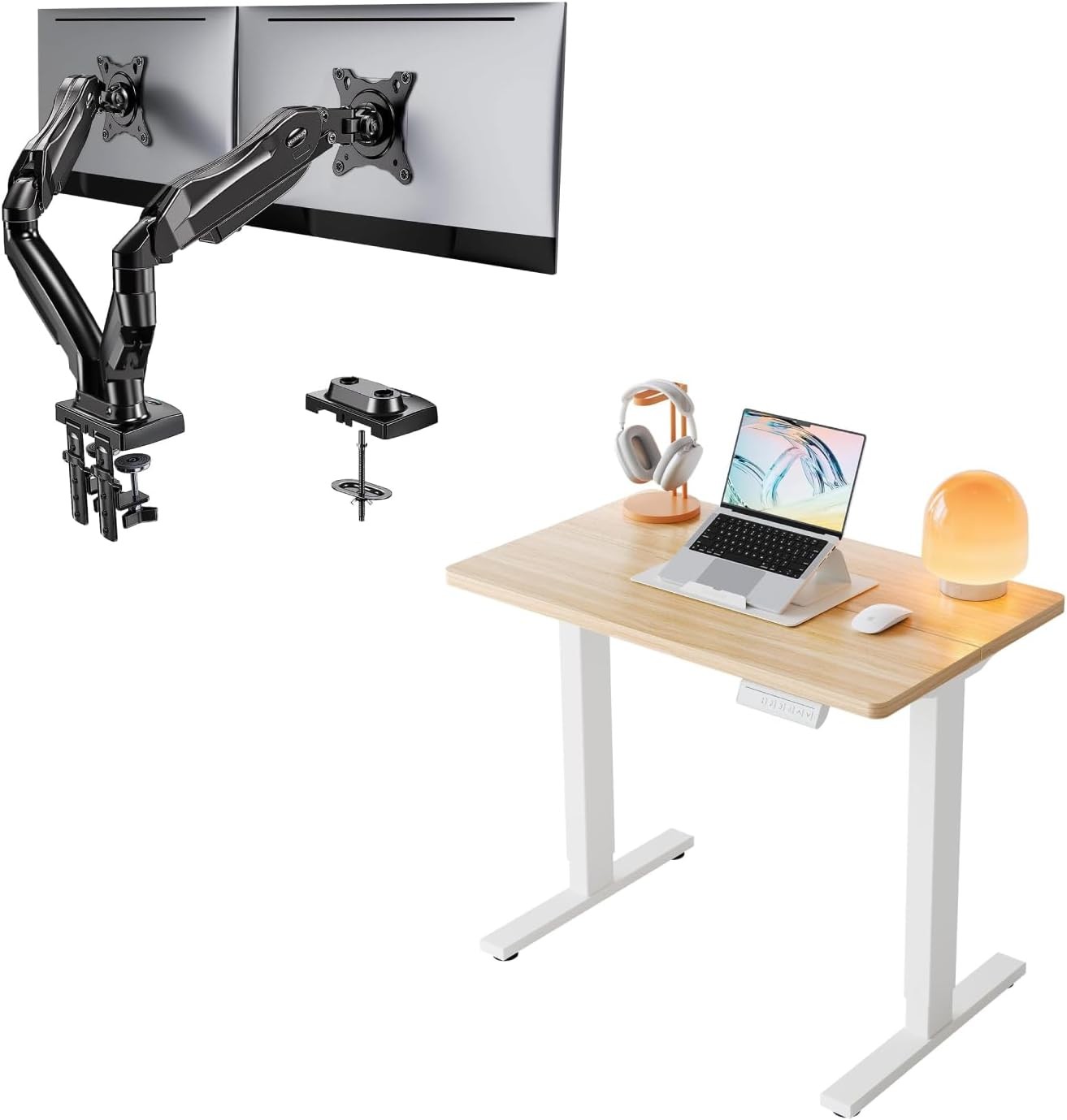 Adjustable Standing Desk HUANUO 32in Monitor Arm Electric Compact