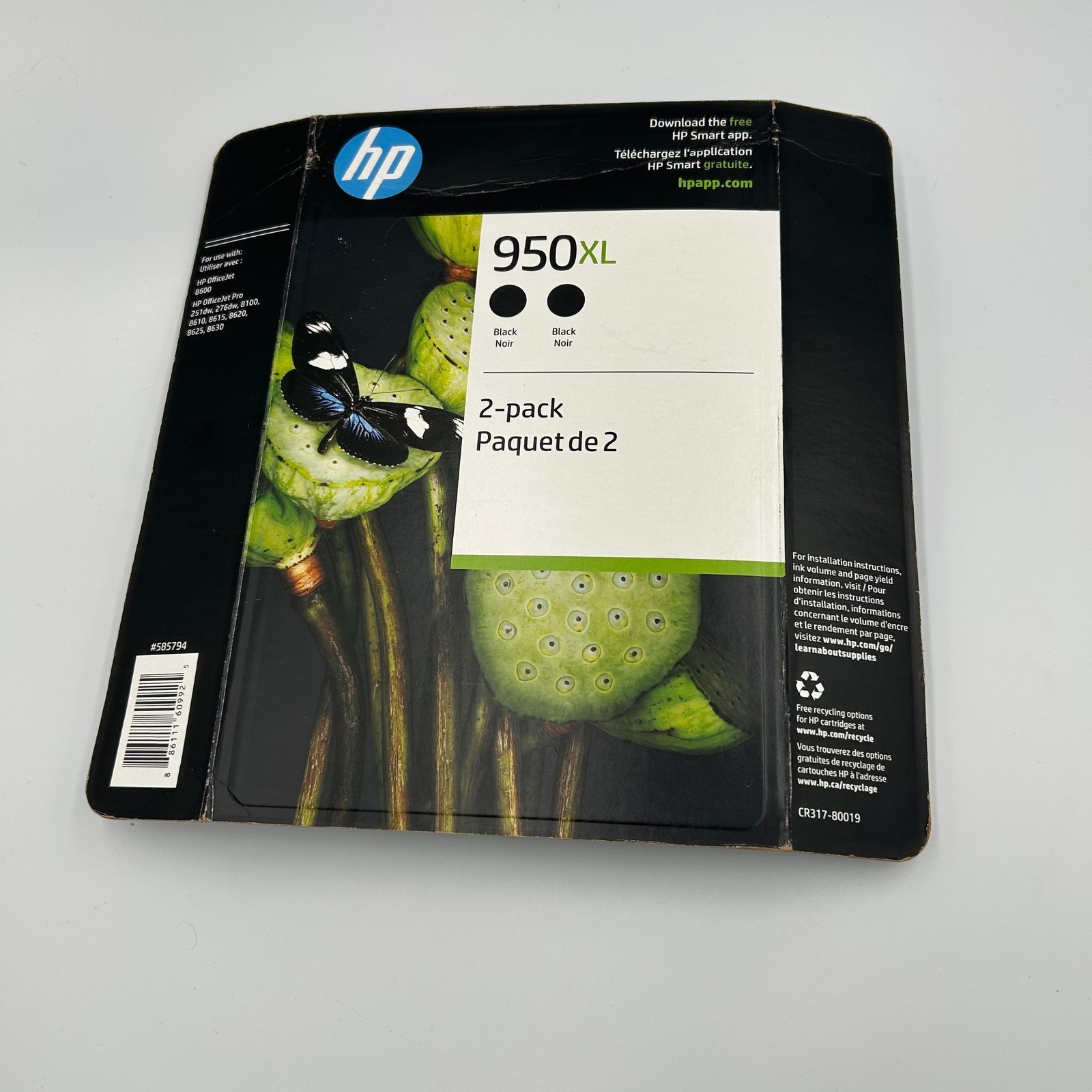 HP 950XL Black Ink Cartridges 2-Pack High Yield OEM CR317BN Sealed Exp 06/2024