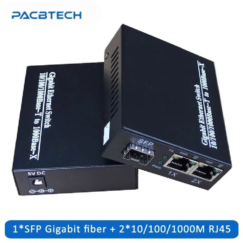 1SFP+2RJ45 10/100/1000M Ethernet Transceiver Gigabit Media Converter Kit 