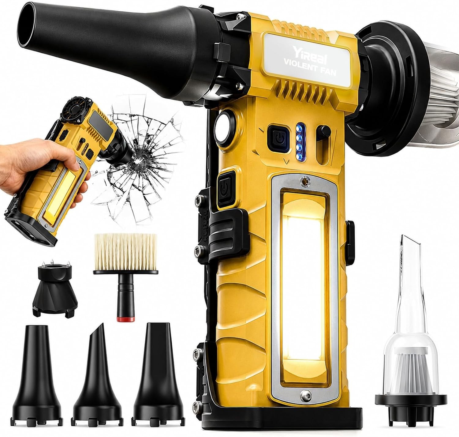 Cordless Compressed Air Duster 300000RPM 8000mAh Rechargeable 7-in-1 Cleaner