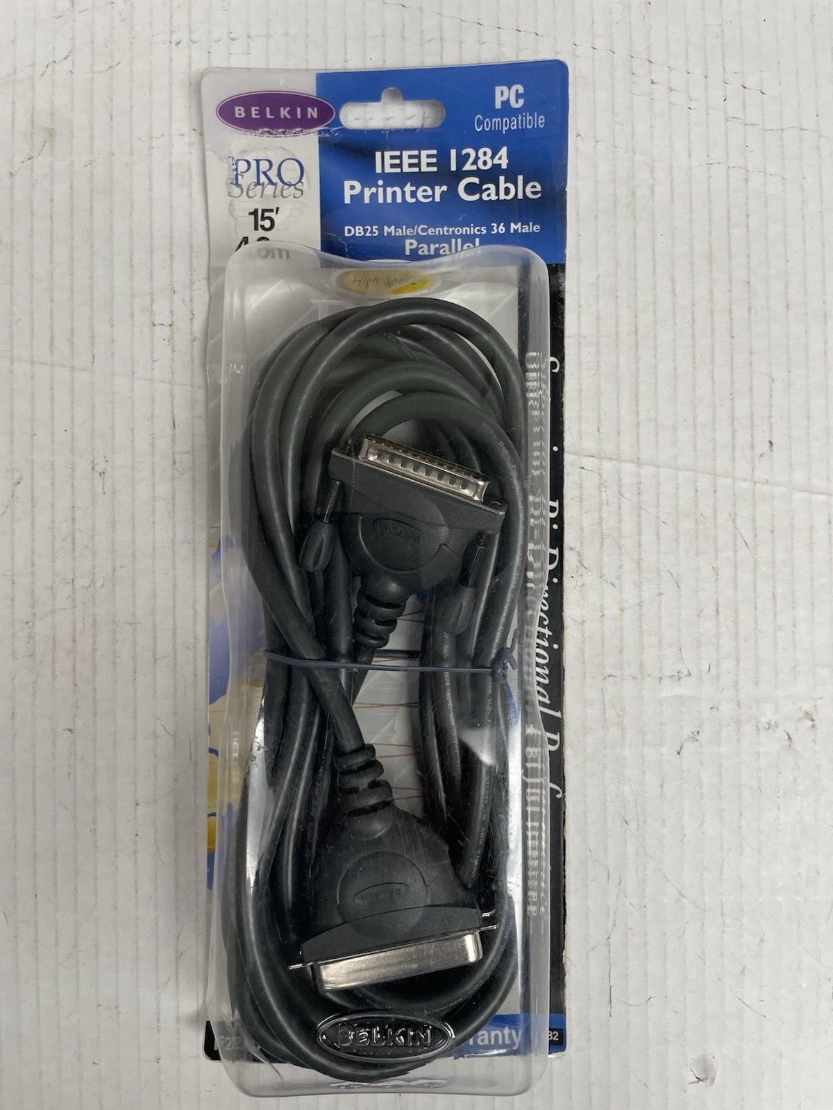 Belkin IEEE 1284 Printer Cable DB25 Male Parallel 15’ Gold Series