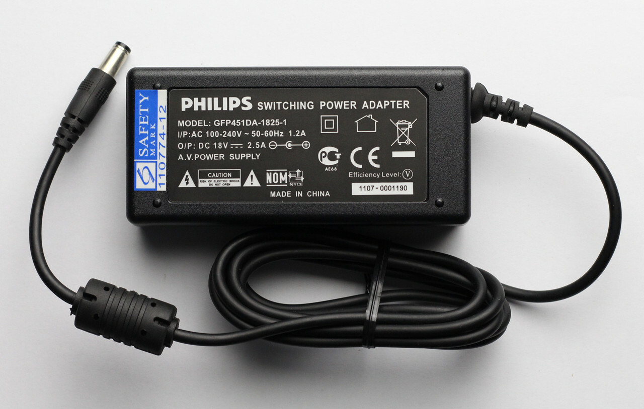AC Switching Adapter Power Supply PHILIPS GFP451DA-1825-1 18V 2.5A