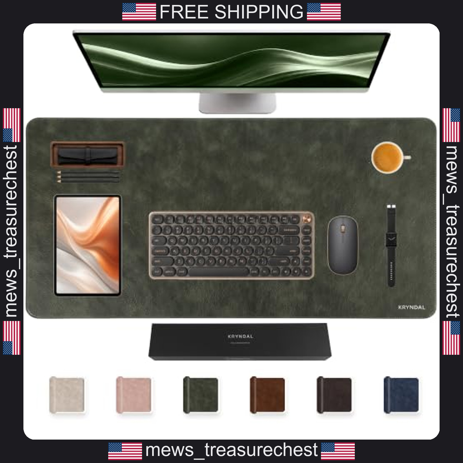 PU Leather Desk Mat for Keyboard and Mouse, Non-Slip, Large Office Pad