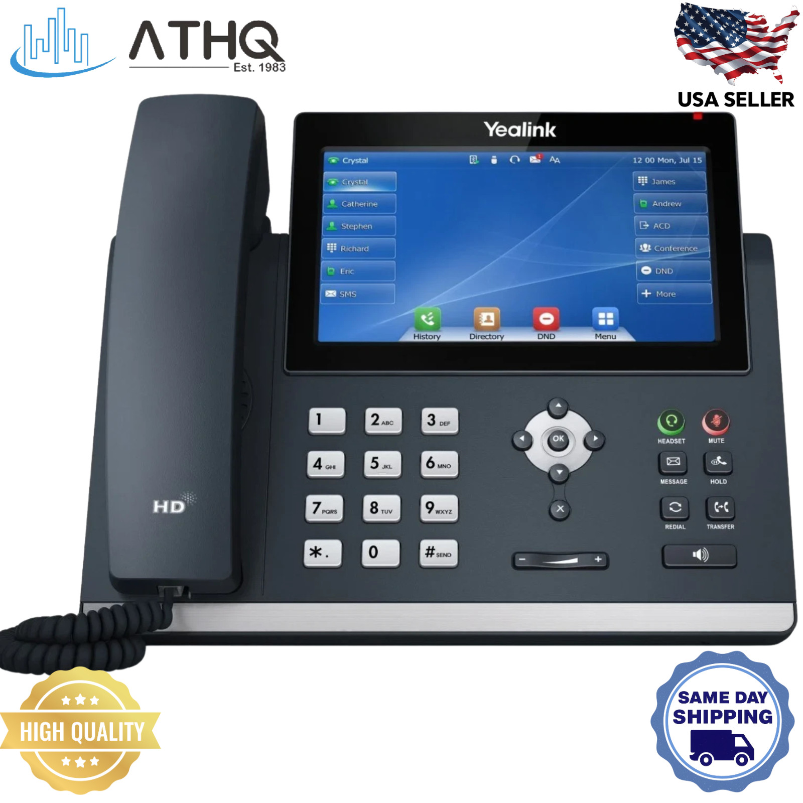 Yealink SIP-T48U Gigabit IP Phone 7" Touch Screen, HD Voice, Dual USB, 16-Line