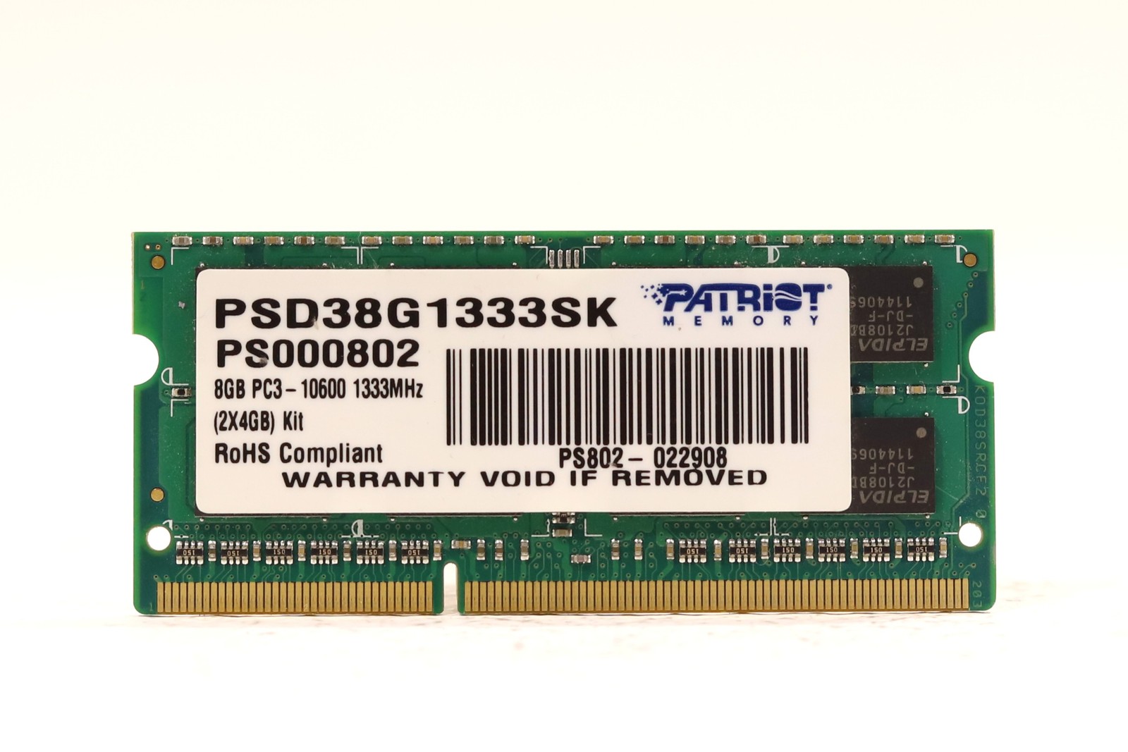 Patriot 4GB (1x4GB) PC3-10600 DDR3-1333MHz Laptop Memory P/N:PSD38G1333SK Tested