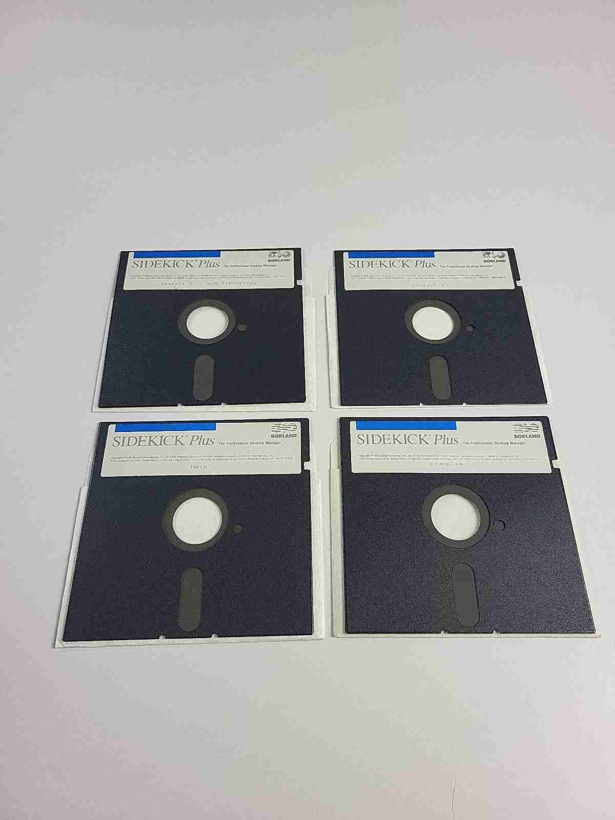 Vintage BORLAND Sidekick Plus 5.25" Floppy (4 Disks) 1988 Software Install
