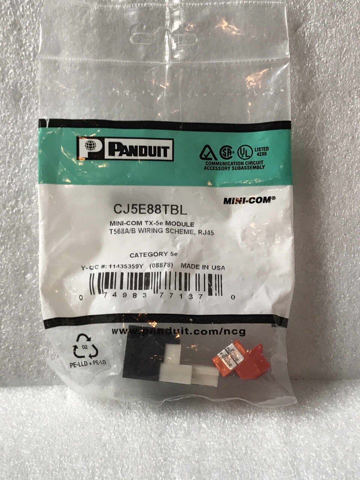 PANDUIT Mini-Com Mod - Cat5e Jack- UTP - Black - CJ5E88TBL 