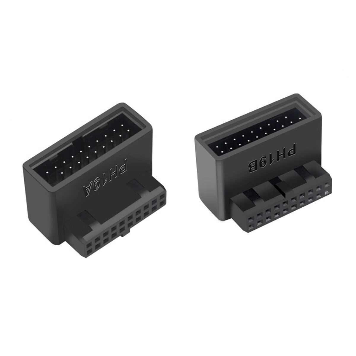 Cablecy 1Set USB 3.0 20pin Extension Adapter Up & Down Male to Female Angled