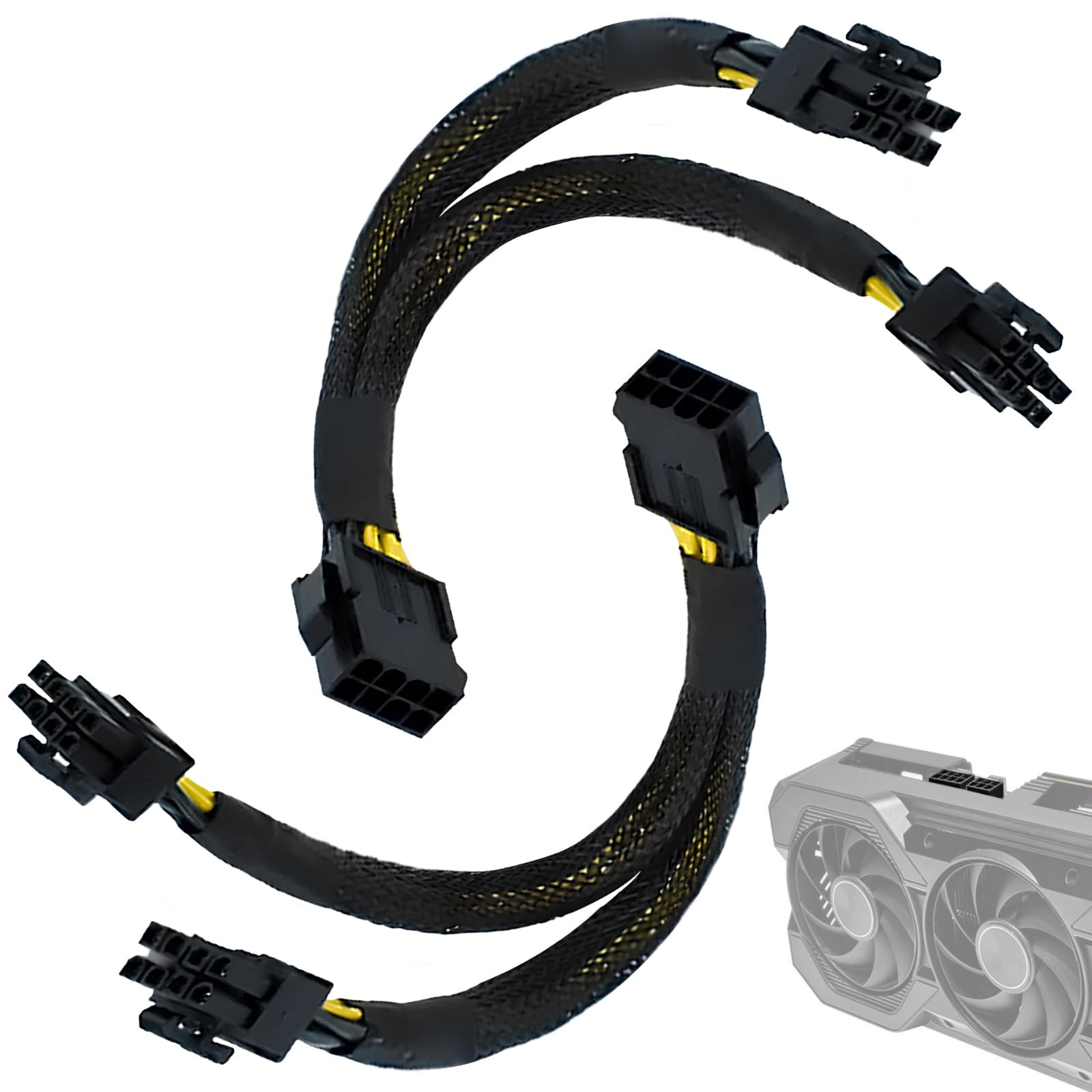 8 Pin PCIe Splitter Cable, 2-Pack PCIe 8 Pin Female to Dual 8 Pin (6+2) Male ...