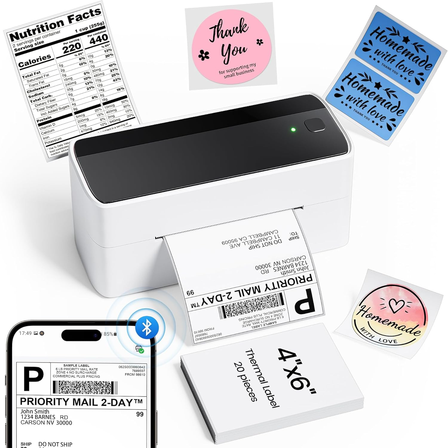 Phomemo 241BT Shipping Label Printer 4x6 Wireless Bluetooth Label Printer