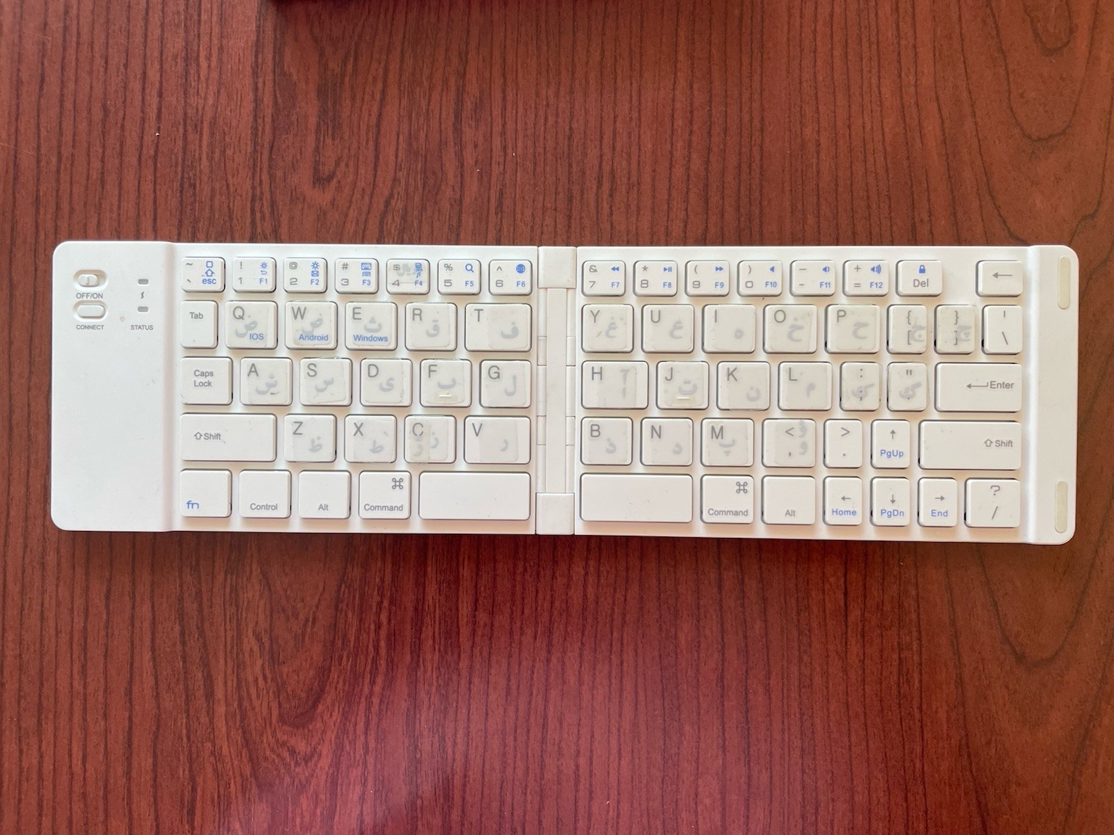 White Foldable Wireless Bluetooth Keyboard Portable Compact Travel Pocket Size