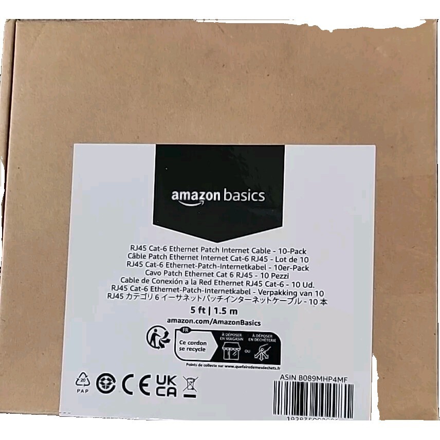 6 - Amazon Basics RJ45 Cat Ethernet Patch Cable/1Gpbs Transfer Speed/Gold-Plated