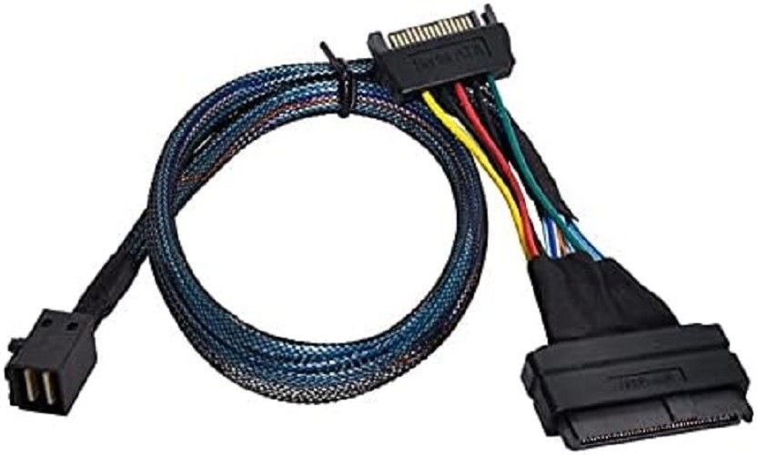 SFF-8639 68P Straight + PWR to SFF-8643 36P Mini SAS U.2 Cable for 2.5 NVMe SSD