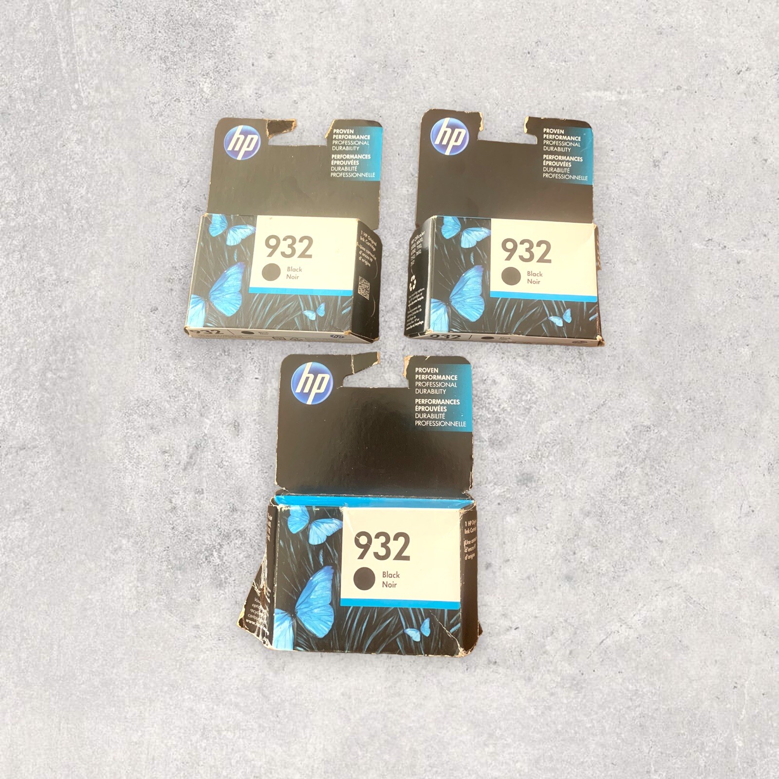 Lot 3 Genuine  HP 932 Black OfficeJet  (Retail Box)  2019 & 2020