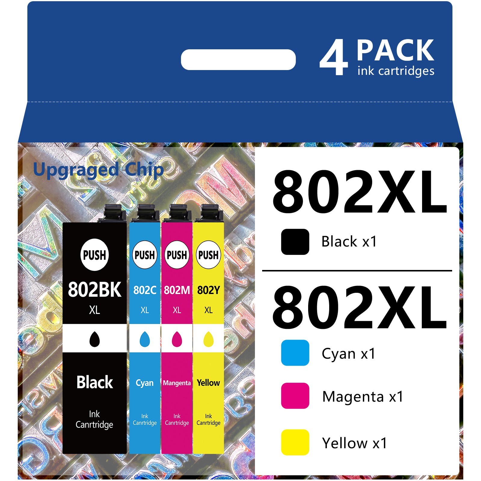 802XL T802XL Ink For Epson WorkForce Pro WF-4720 WF-4730 WF-4734 WF-4740 4PK