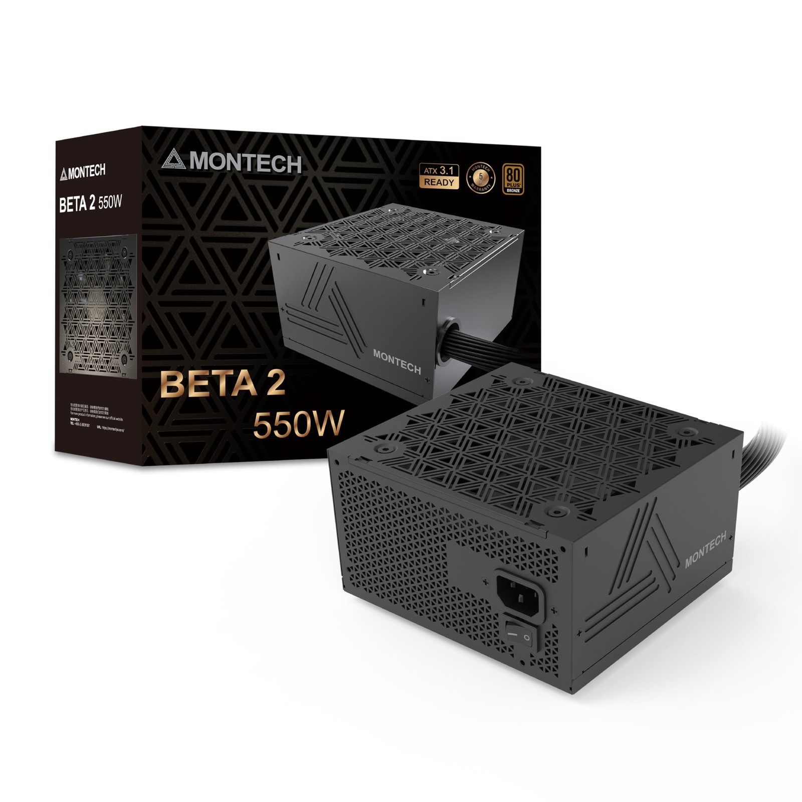MONTECH BETA 2 650W ATX 3.1 80 Plus Bronze Non-Modular Power Supply 650