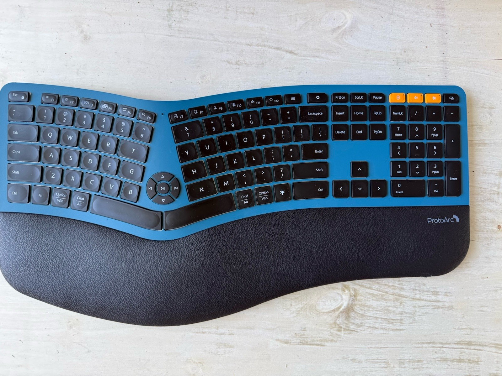 ProtoArc EK01 Plus Backlit Ergonomic Split Keyboard Blue Black