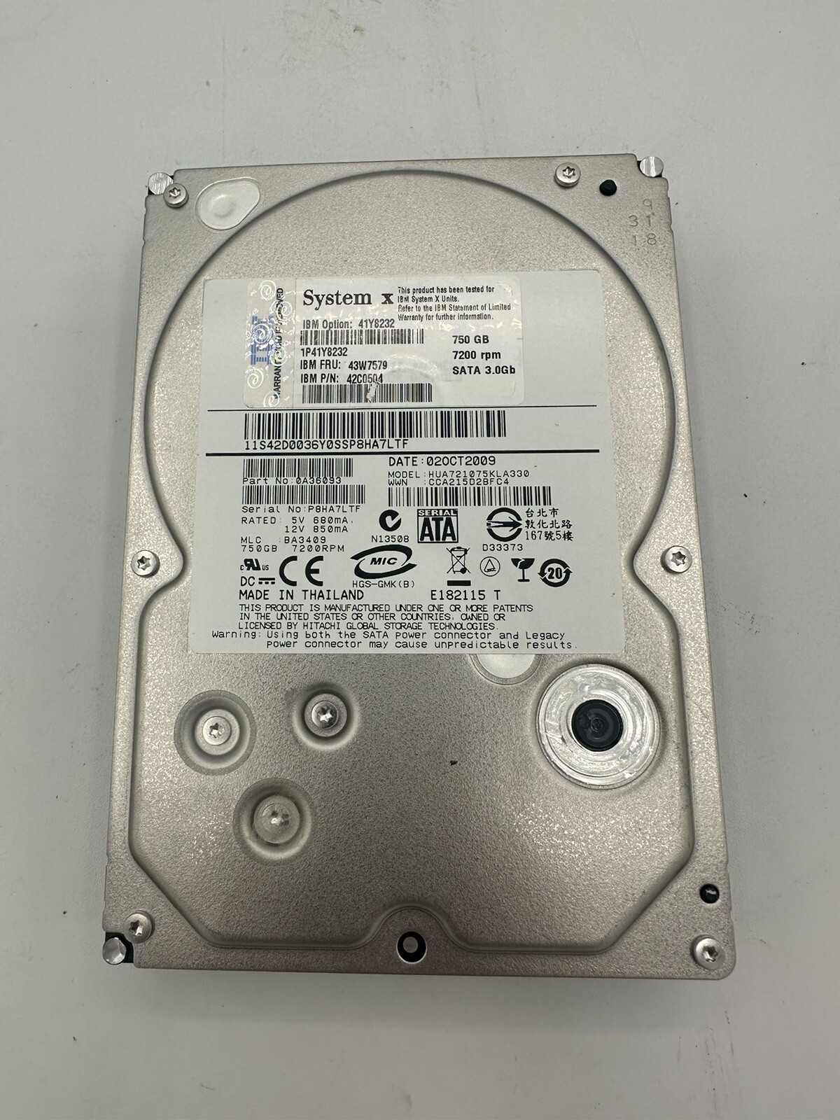 IBM SYSTEM X Series 42C0504 43W7579 750GB 7200 RPM SATA 3.0GB