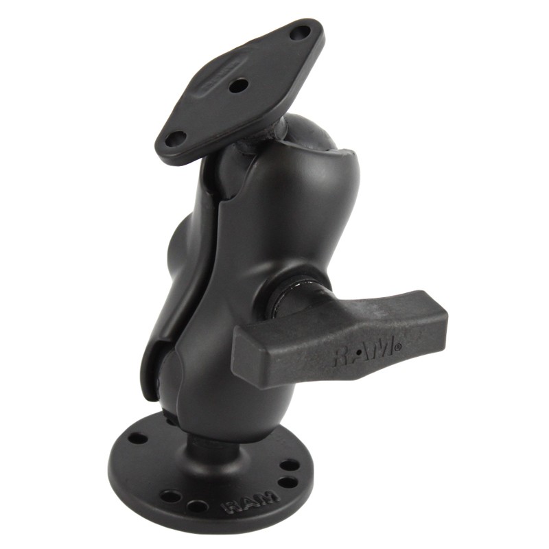 RAM Flat Surface Short Arm Mount with Round & Diamond 1.5" Ball Bases RAM-138U-B