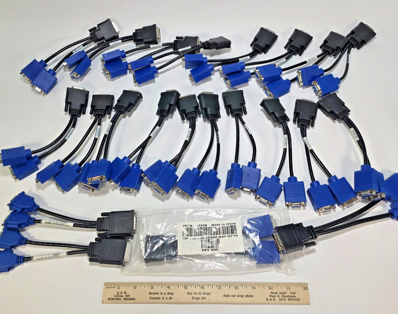 Lot of 22 Dell G9438 0G9438 DMS-59 to Dual VGA Y Splitter Cables