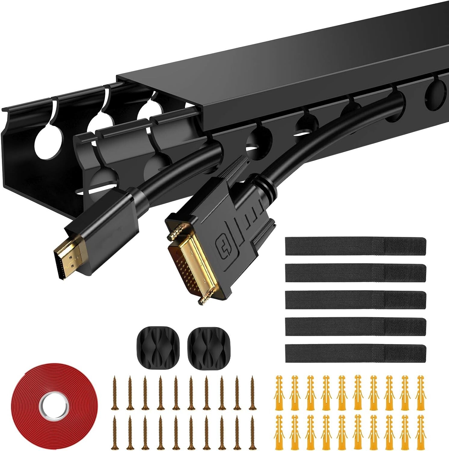 Updated Cable Raceway Kit 77In Wire Covers for Under Desk Cable Management 5Pack
