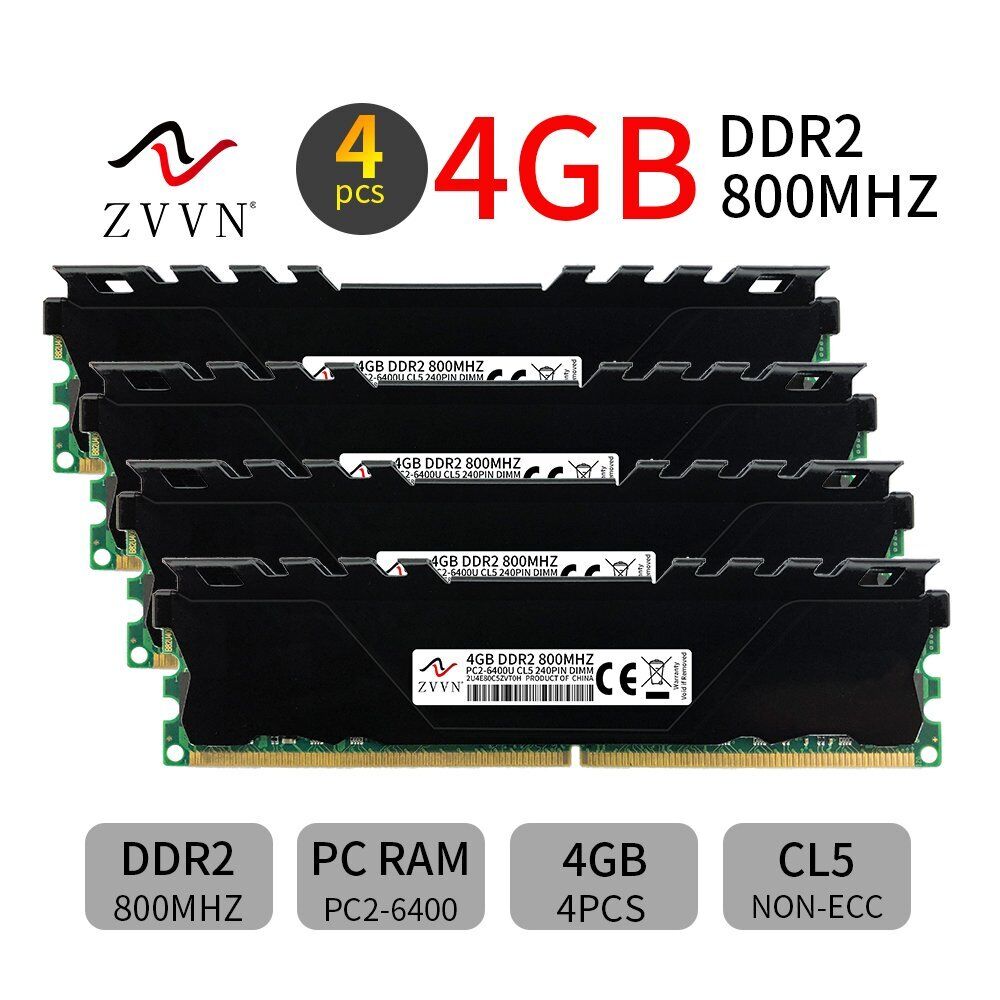 16GB 4x 4GB DDR2 800MHz PC2-6400U 240Pin CL5 DIMM intel Desktop Memory RAM ZVVN