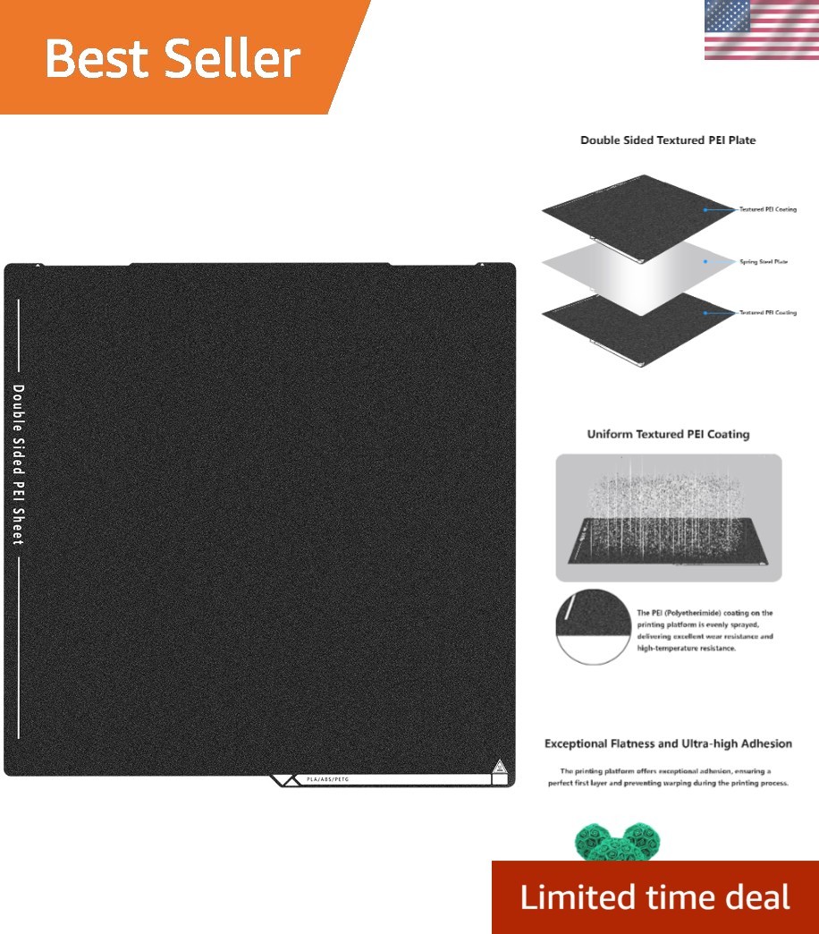 Upgraded Kobra 3 Max Double Sided PEI Build Plate, 3D Printer Black Textured ...