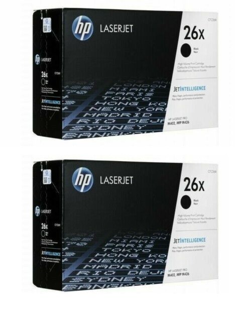 2 Genuine OEM UNUSED HP 26X Toner Cartridges -Never Put Into a Printer OPEN BOX