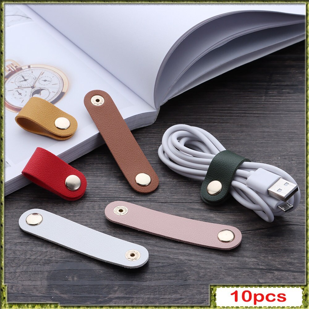 10pcs Leather Cable Management Cord Organizer Earphone Accessories Cable