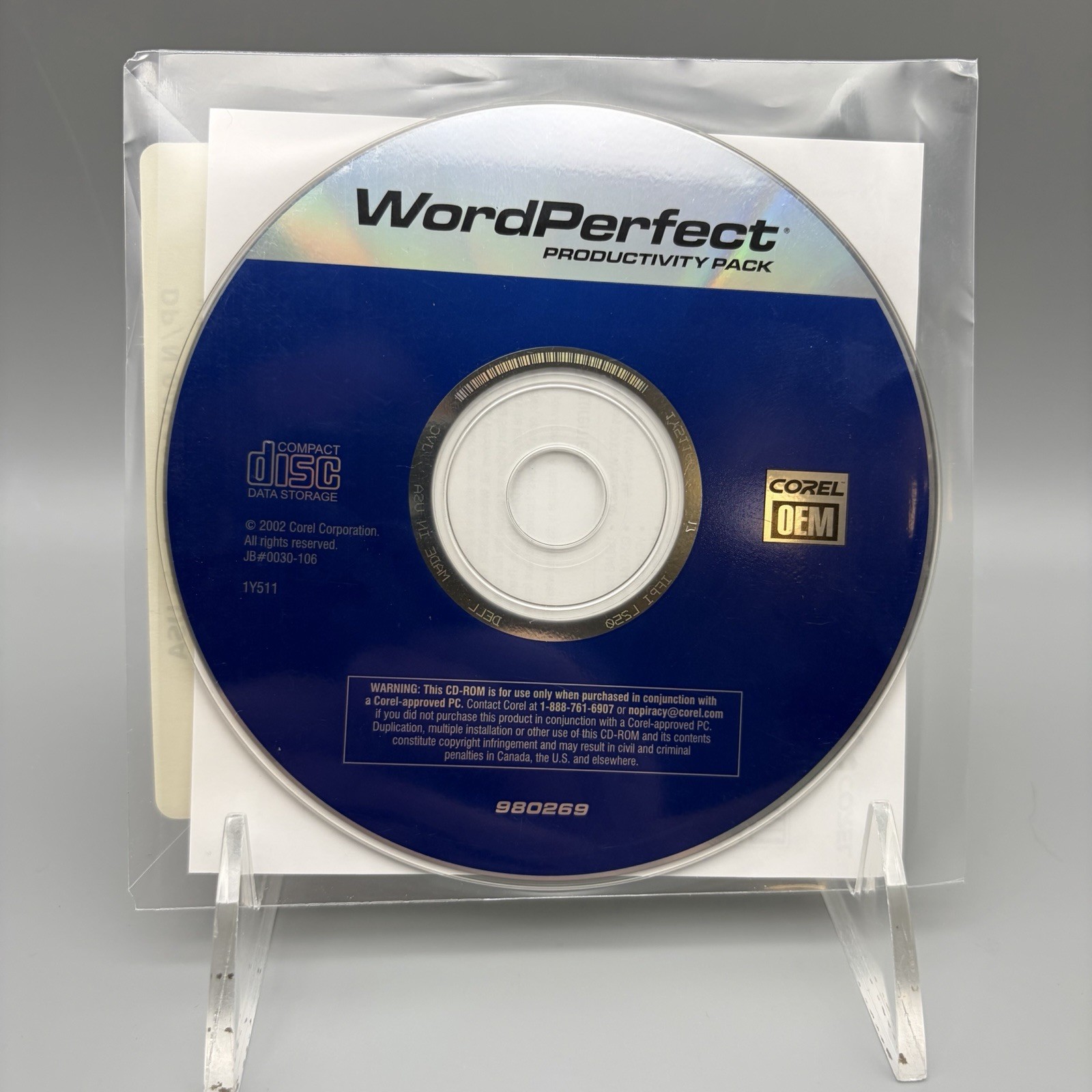 Word Perfect Productivity Pack 2002 Corel OEM #980269 CD Rom Software SEALED