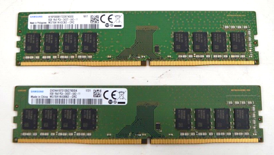 Samsung DDR4 16GB (2x8GB) 1Rx8 PC4-2400T-UA2-11 M378A1K43CB2-CRC RAM Memory