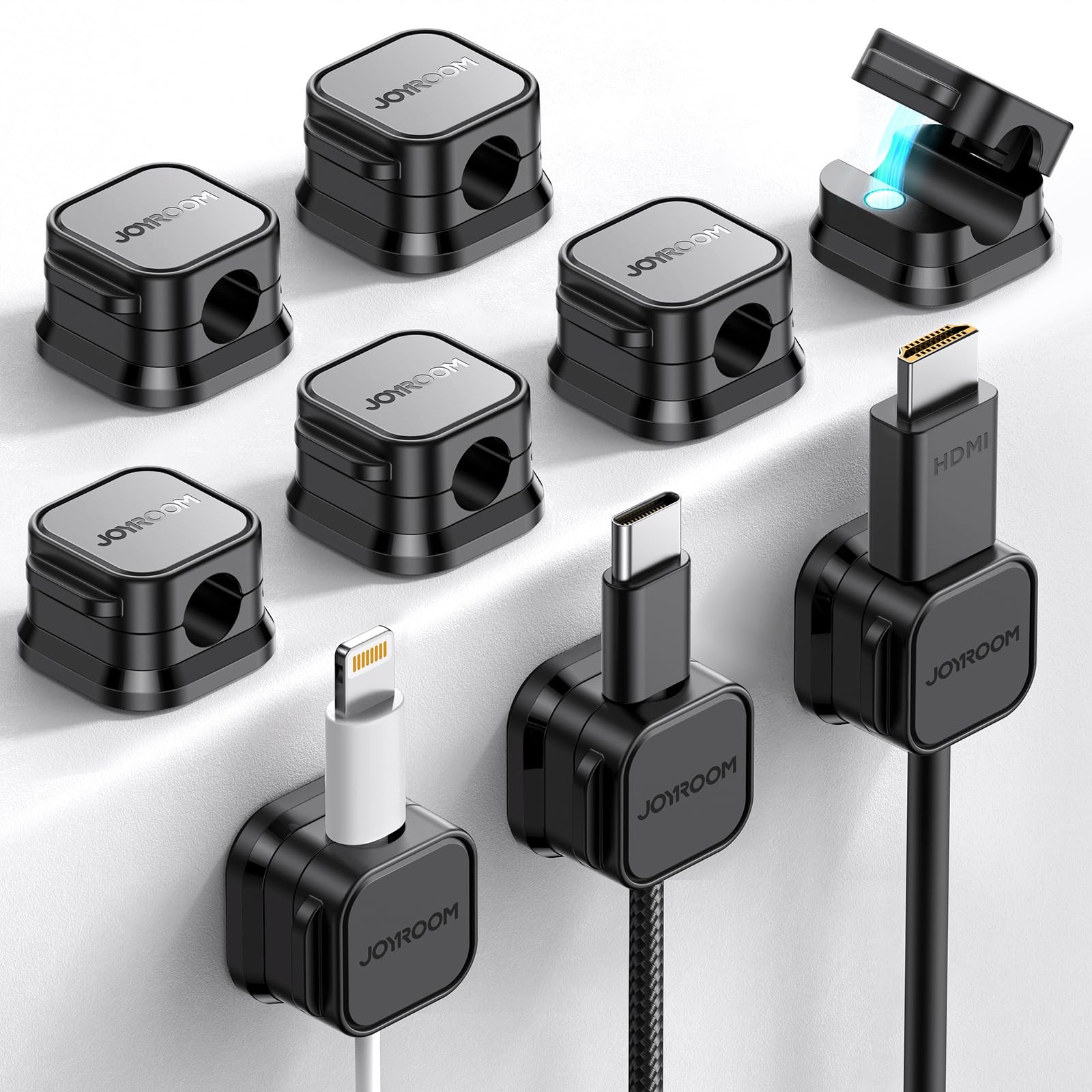 9-Pack Magnetic Cable Clips - Self-Adhesive Cord Organizer for Home & Office